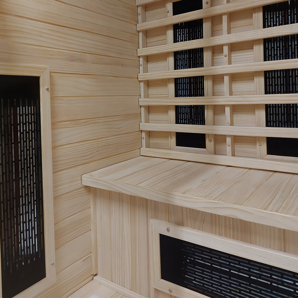 The interior of the infrared sauna.