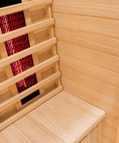 IR heater and bench in IR sauna.