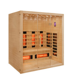 Savna za štiri osebe ji180 s stekleno stranjo slikana iz strani.