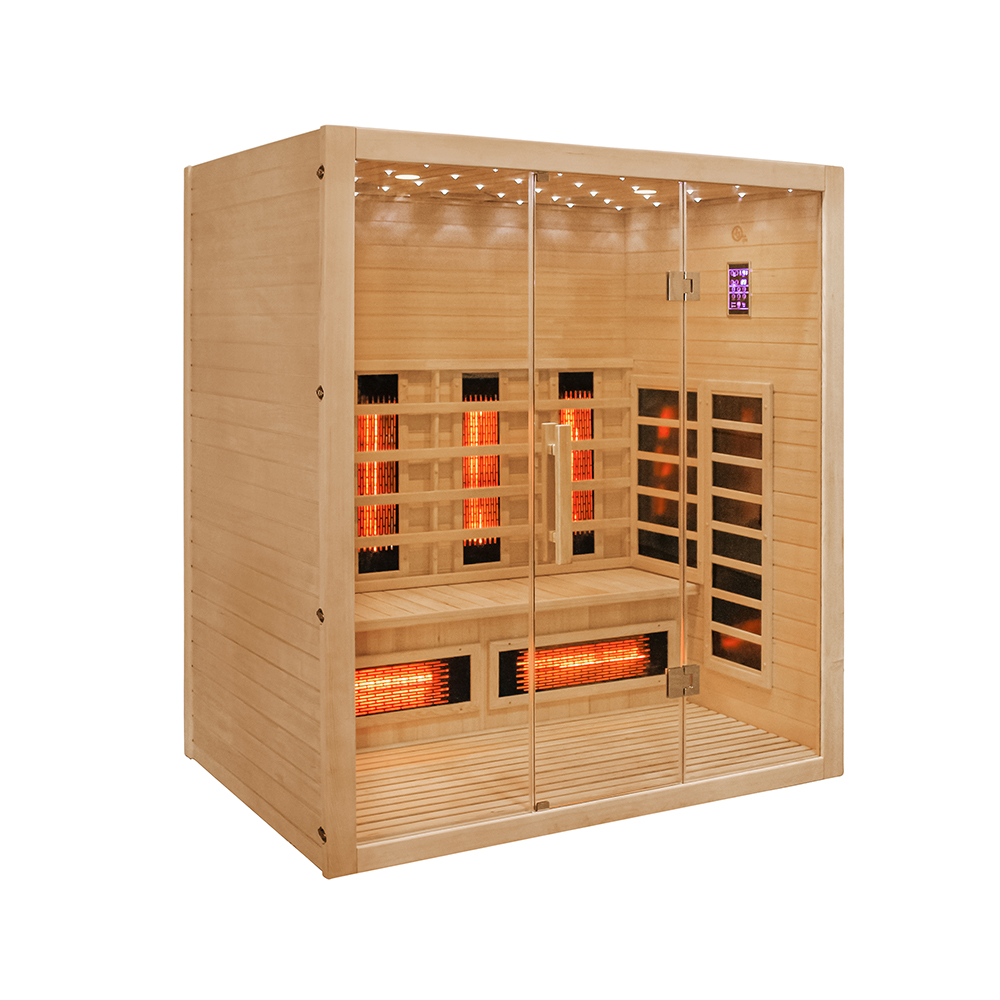 Savna za štiri osebe ji180 s stekleno stranjo slikana iz strani.