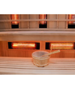 Bench, back and heaters and a bucket in the combined sauna JC200.