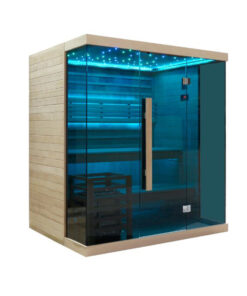 savna jbz180 s prižganimi modrimi led lučmi