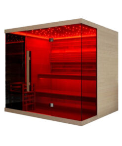 JBZ220-Bio-zeliscna-solna-savna s prižganimi rdečimi lučmi