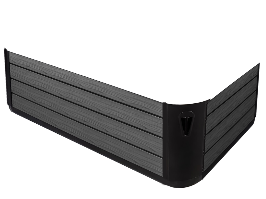 Ogrodje masažnega bazena Beta 520 v sivi barvi imitacije lesa.