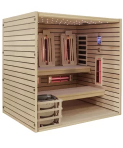 Combined sauna JJSPA JCP200 without the front and pictured from the side.
