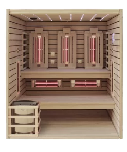 Combined sauna JJSPA JCP200 with heaters and lights on, without front.