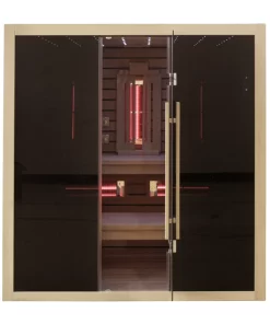 Combined sauna JJSPA JCP200 with black glass and open door.