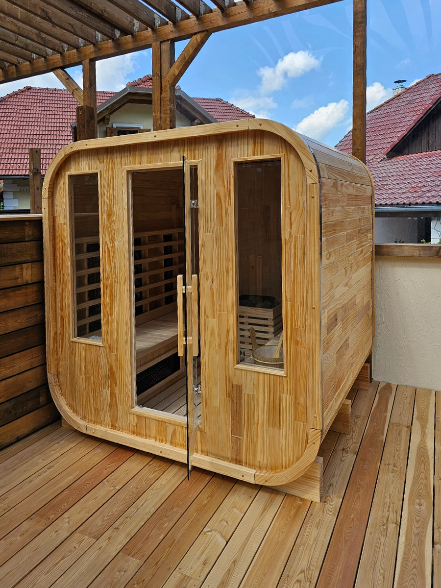 JJSPA JZC200 combined outdoor sauna under the pergola.