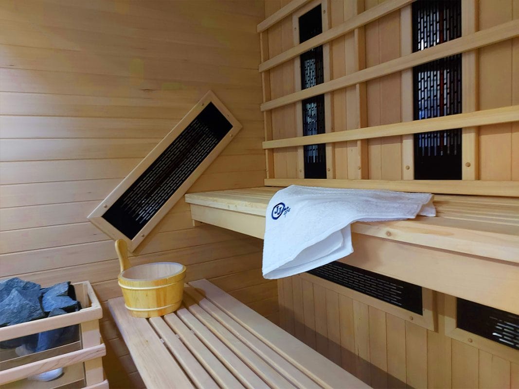 Interior of hybrid sauna.