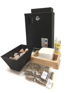 Salt vaporizer for sauna.